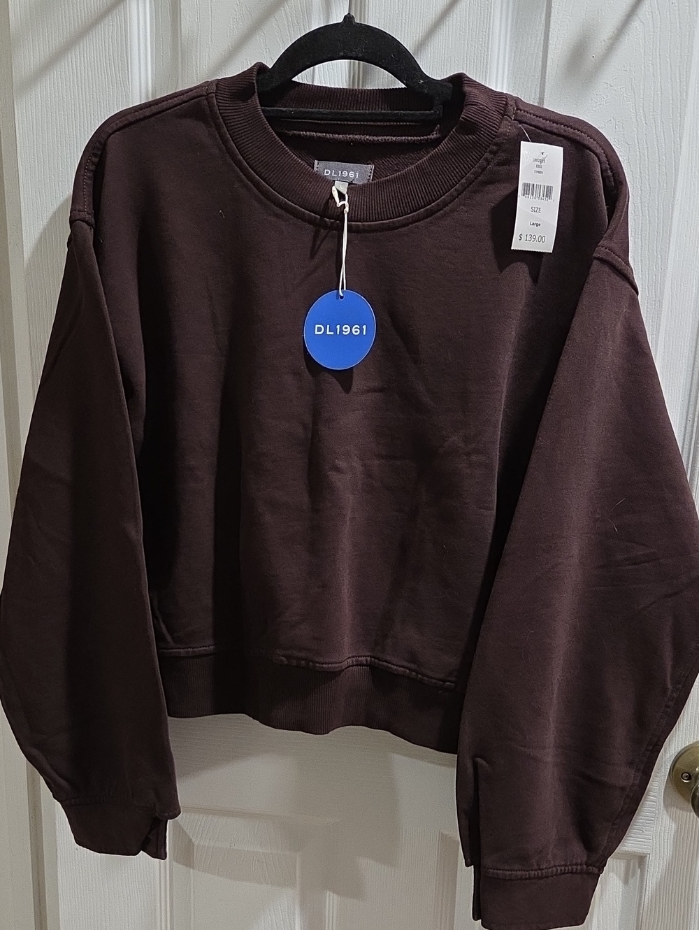 Tommy Behama DL1961 Women's Chocolate Brown Pullover Cropped Sweatshirt